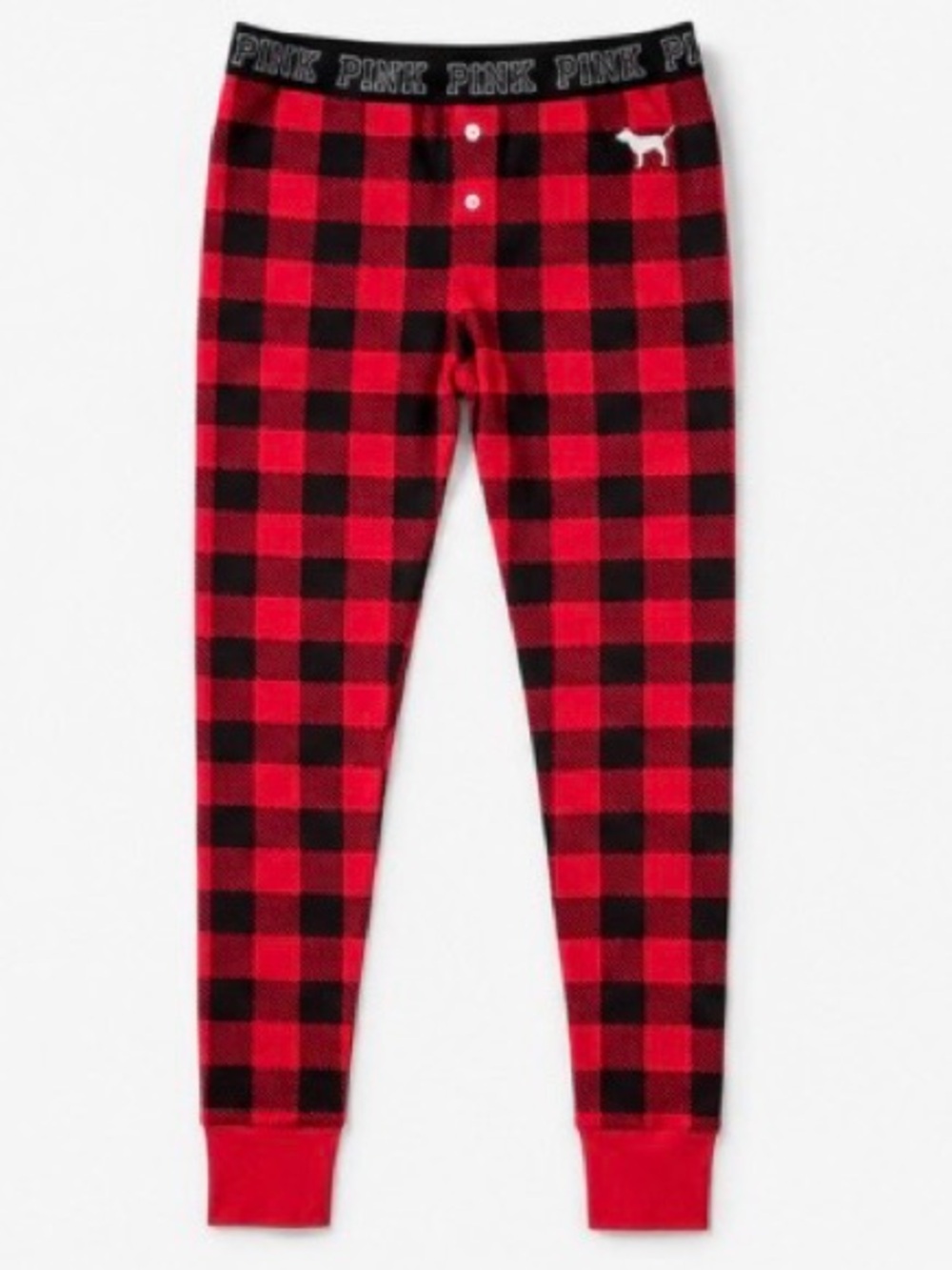PINK Victoria's Secret Red and Black Buffalo Plaid Pajama Bottoms